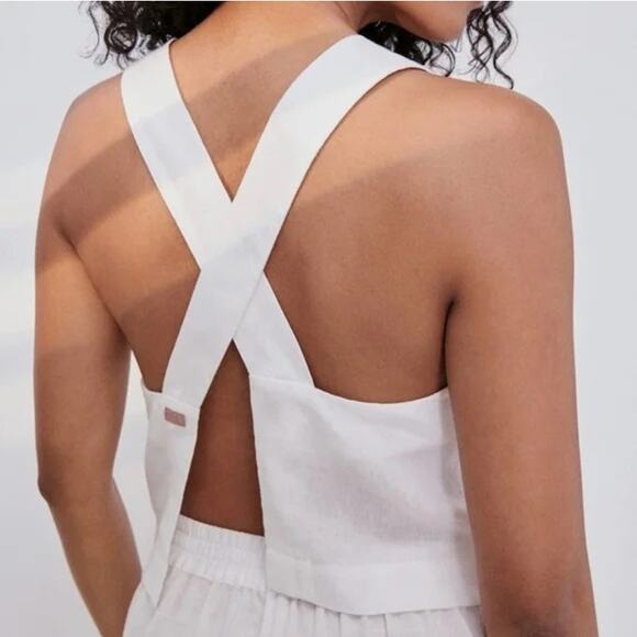 lunya Tops - LUNYA NWT $128 Woven Linen Crossback Tank in White